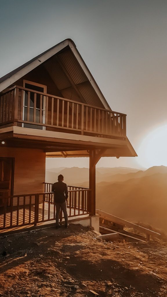 House and sunset